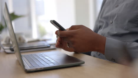 Man, hands and typing on laptop