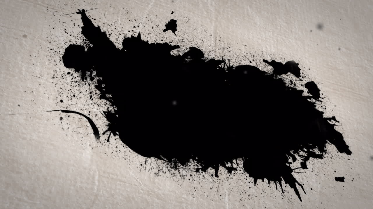 베이지색 배경에 있는 검은 점과 피 얼룩의 애니메이션