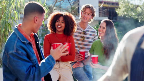 group of friends at an outdoor party