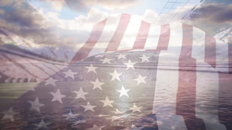 animación de la bandera de los estados unidos sobre el estadio