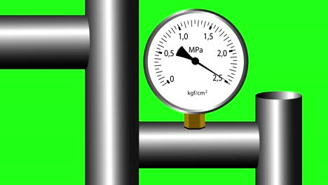 gas manometer working. green screen background. 4k animation.