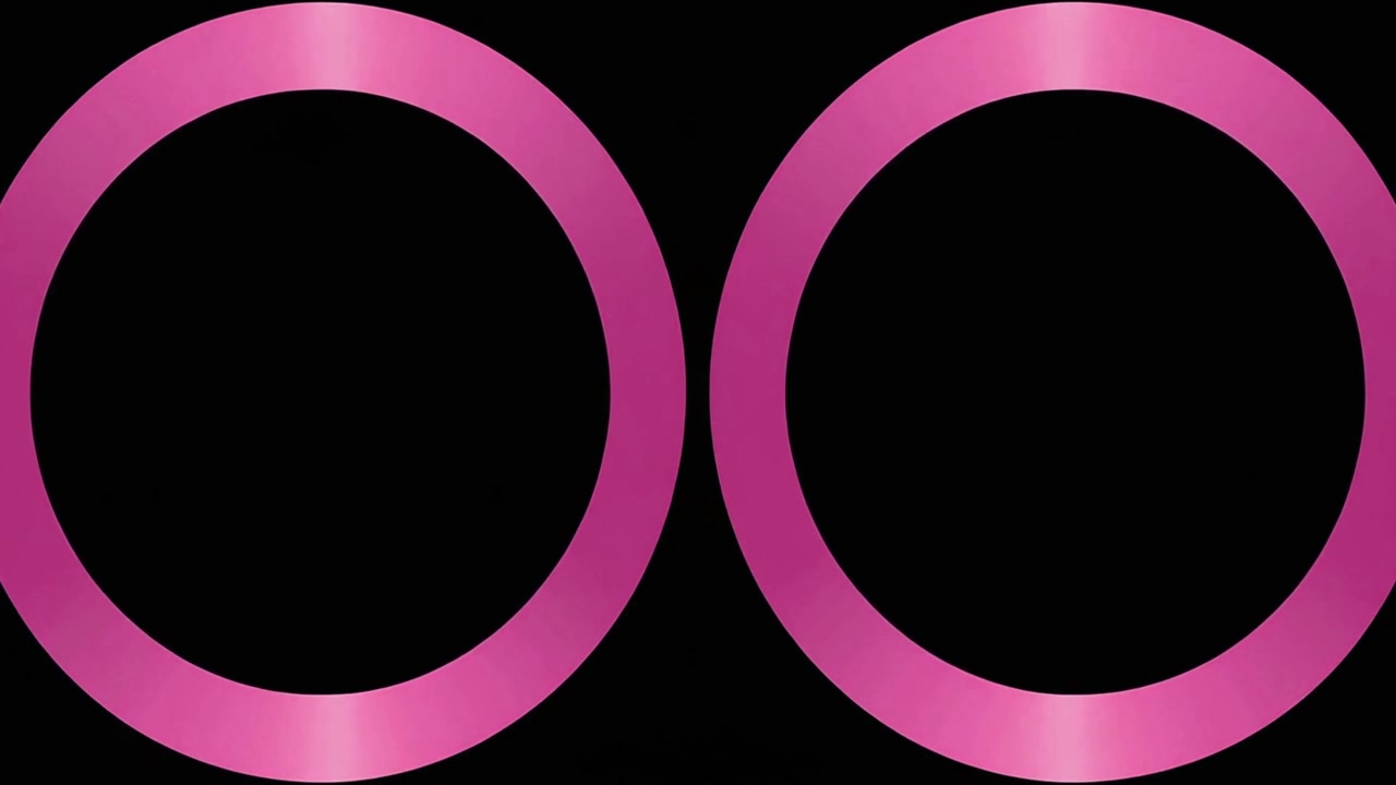 Animierte rosa Kreise, die sich auf schwarzem Hintergrund ausdehnen und zusammenziehen