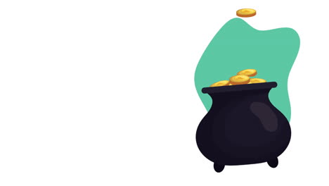 st patricks day animated card with treasure cauldron