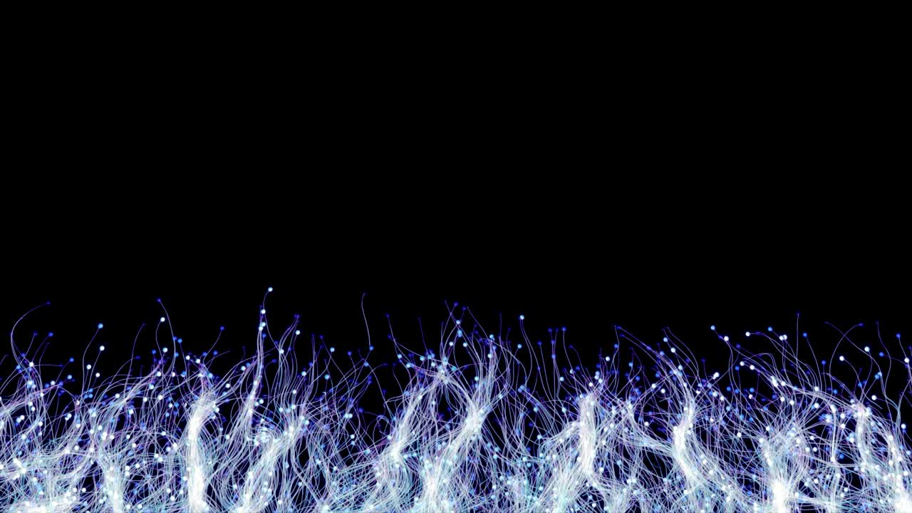 Glowing particles with trails climb the screen and fill the frame.