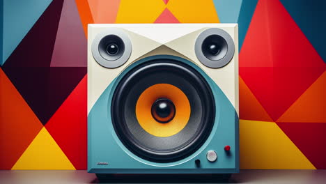 abstract geometric background with stereo audio speakers