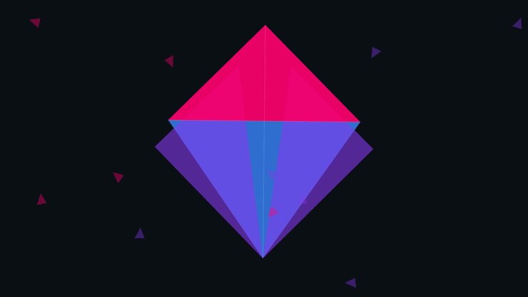 Rotating Geometric 3D Shape with Pink and Blue Faces