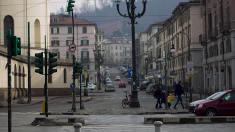 people walking the streets of turin. static