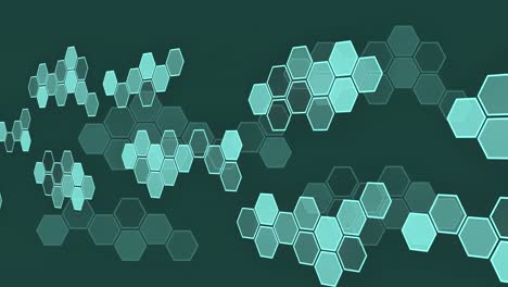 Animation-of-scientific-data-processing-with-hexagons-on-green-background