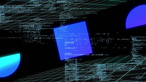 Animación-De-Procesamiento-De-Datos-Y-Formas-Sobre-Fondo-Negro