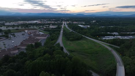 aerial view of liberty university at sunset
