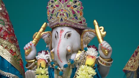 Close-Up-Of-Decorated-Statue-Of-Hindu-Goddess-Ganesha-Ji-In-Temple