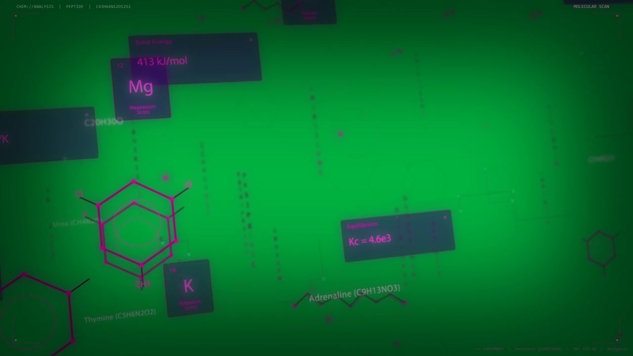 Ribbon emerging from hexagons starting tracking right, HUD pulsing on transparent field showing Kc