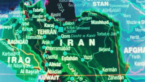 close-up detailed map of iran and surrounding countries