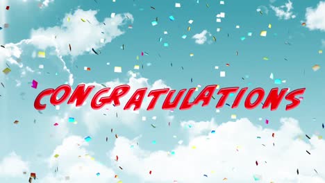 congratulations written on blue sky with clouds