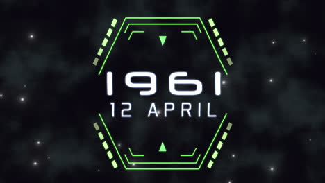 12 de abril de 1961 con elementos hud en pantalla digital.