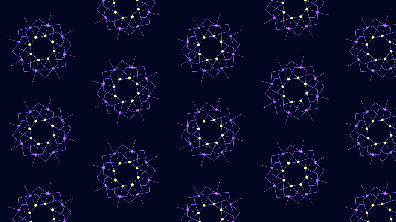 삼각형과 선이 교차하는 기하학적 검은색과 보라색 패턴