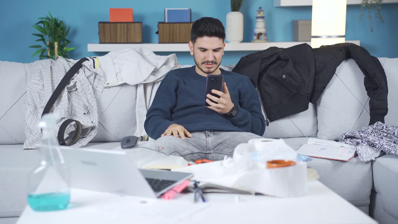 Lazy man living in a messy and dirty house.