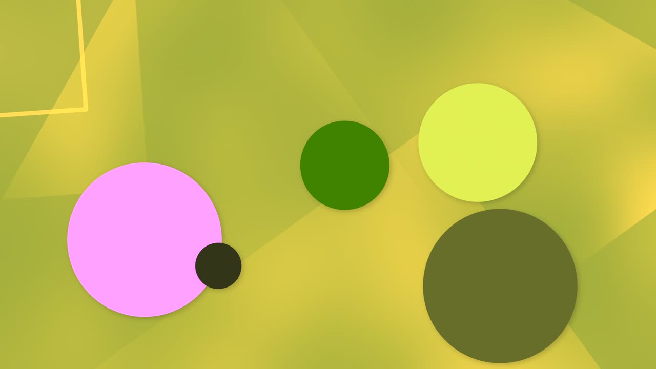 animación geometría mezcla de fondo. movimiento sin fisuras de bolas pastel sobre el patrón amarillo cuadrado mínimo.