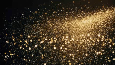 abstract motion background shimmering glittering shining gold particles with bokeh 4k loop video animation.