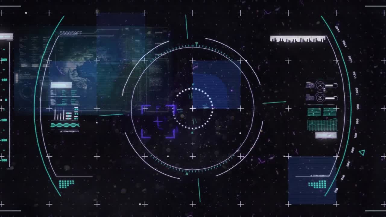 Animation of data processing over black background
