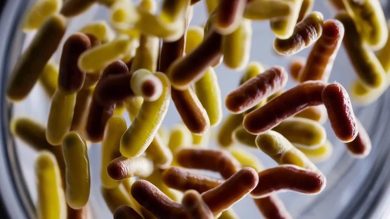 Close-up View of Microscopic Bacteria or Microorganisms