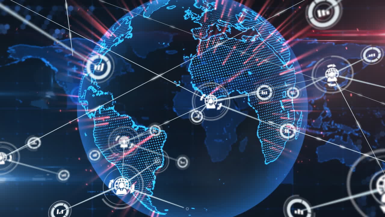 анимация глобуса с соединениями и обработкой данных