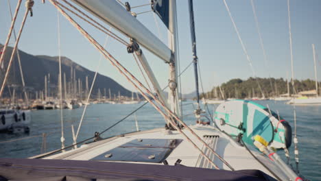 view from a yacht at sea in lefkada, greece