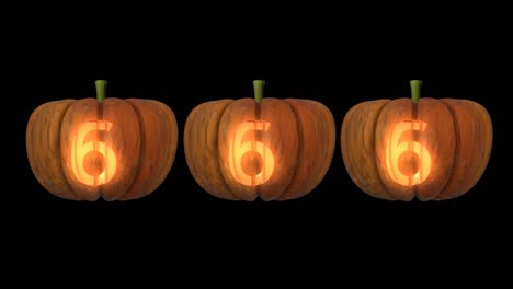 carved pumpkin letters  forming the text 666