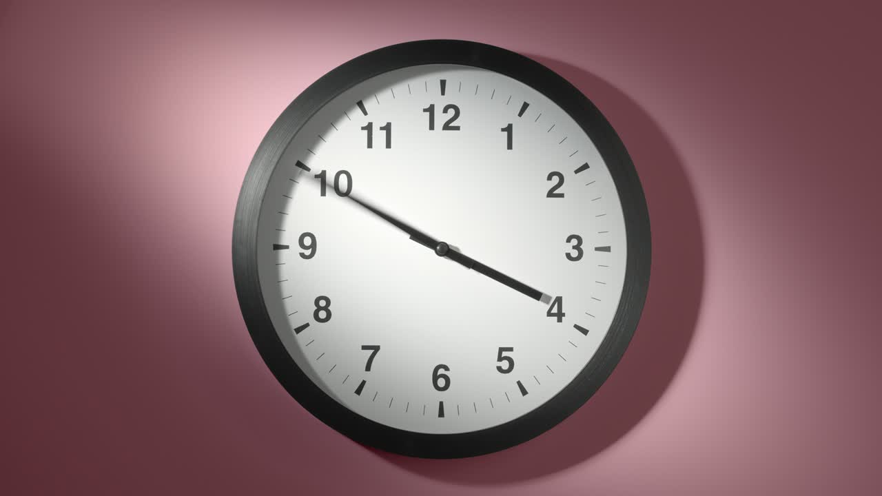 Clock Face on Rosy Rose Pink Wall in Time Lapse