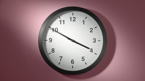 clock face on rosy rose pink wall in time lapse