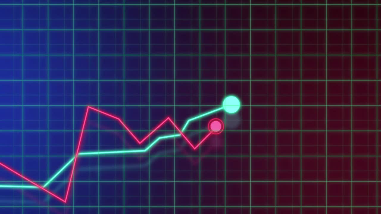 crecimiento de líneas gráfico infografía animación. crecimiento de la empresa ganancias datos de éxito. gráficos de alta tecnología con cuadrícula.