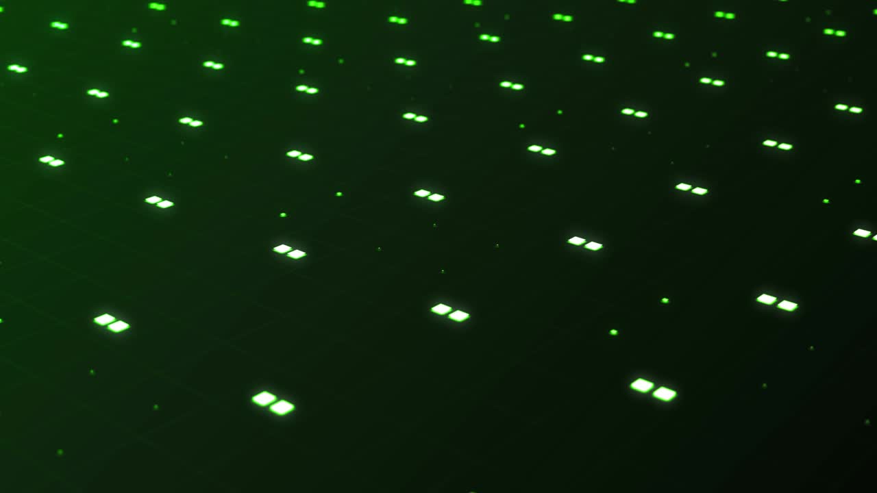 Technological Square Polygons Grids Data Flashing Green Background Loopable Video