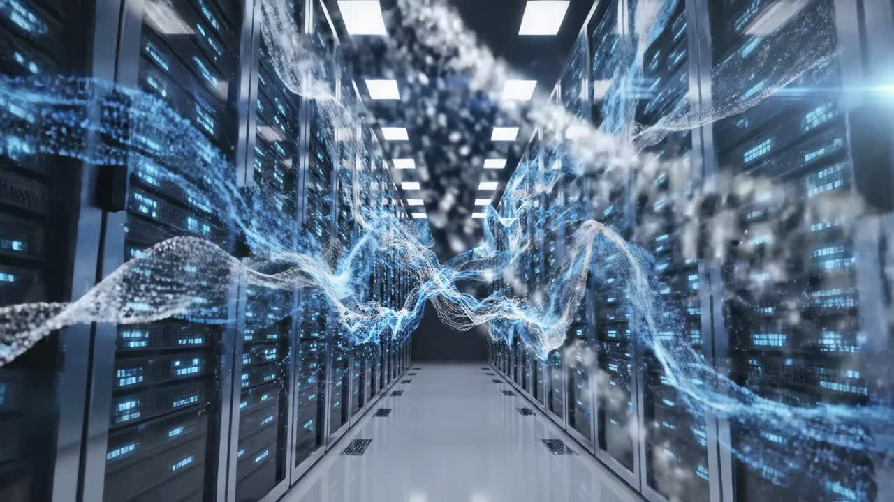 A modern server room filled with servers