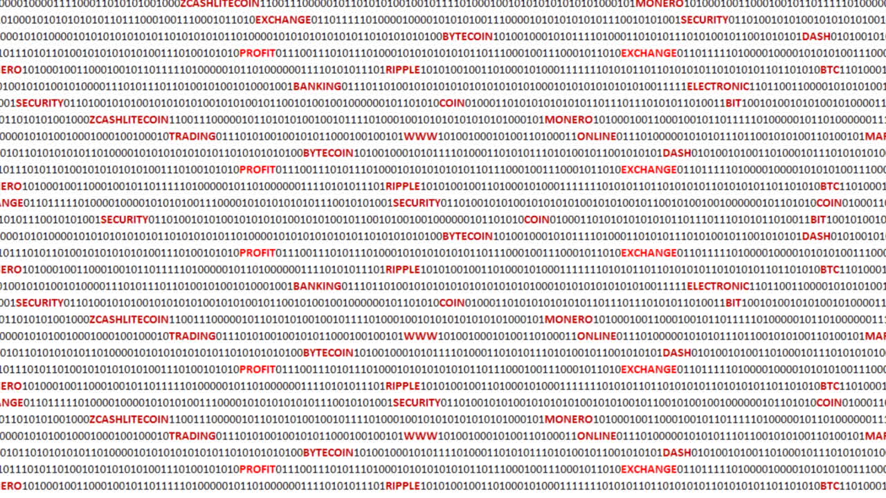 Cryptocurrency on a digital background. Background from a program code and cryptocurrencies