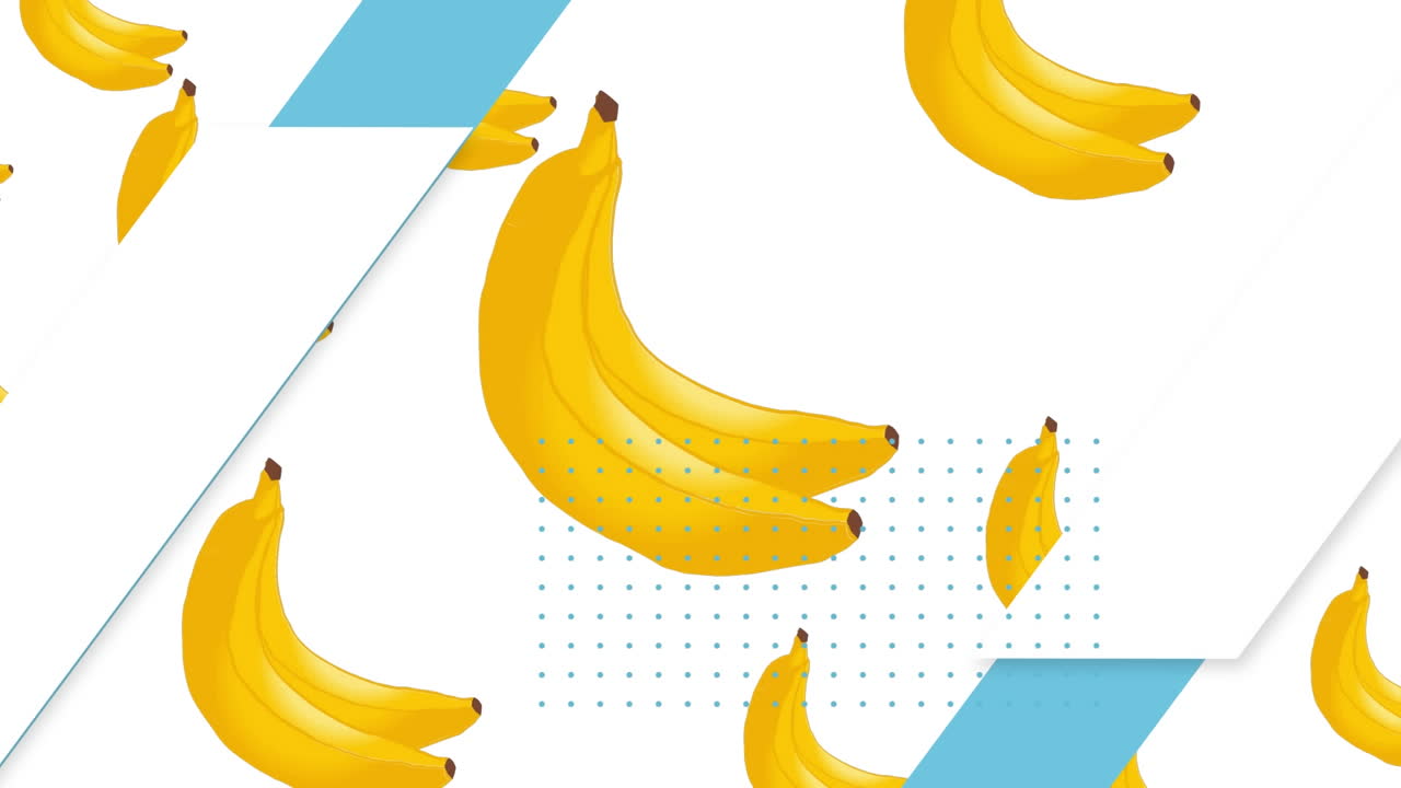 ⁇ 색 배경에 파란색 모양 위에 반복된 바나나의 애니메이션