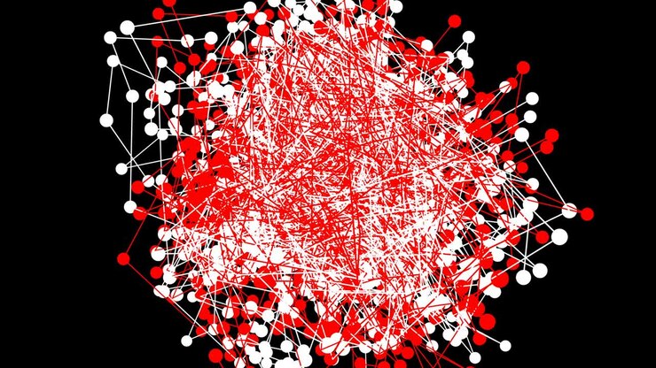 Red and white plexus abstract network medicine technology science background loop