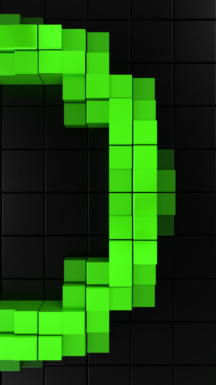 Green Abstract Curved Vertical Arc Seamless Futuristic 3D Loop. 3D rendering