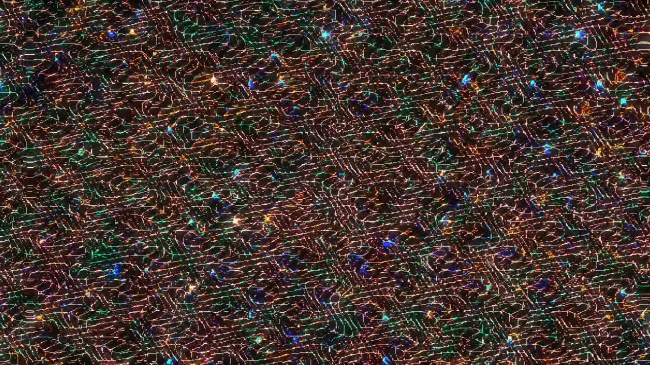 abstract lines shape colorful flashing light dots, black background