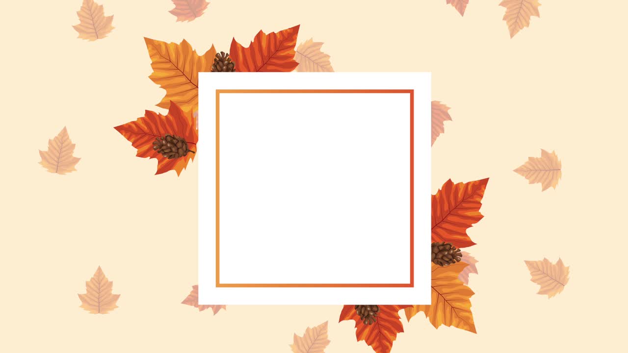 привет осенняя анимация с листьями в квадратной рамке