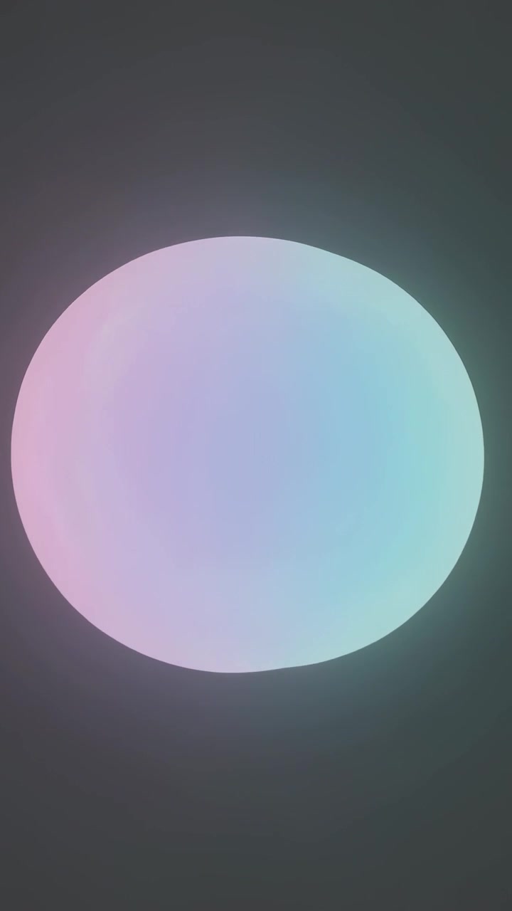 Vertical video: Animation start two glowing discs moving inward on gray field, merging into circle