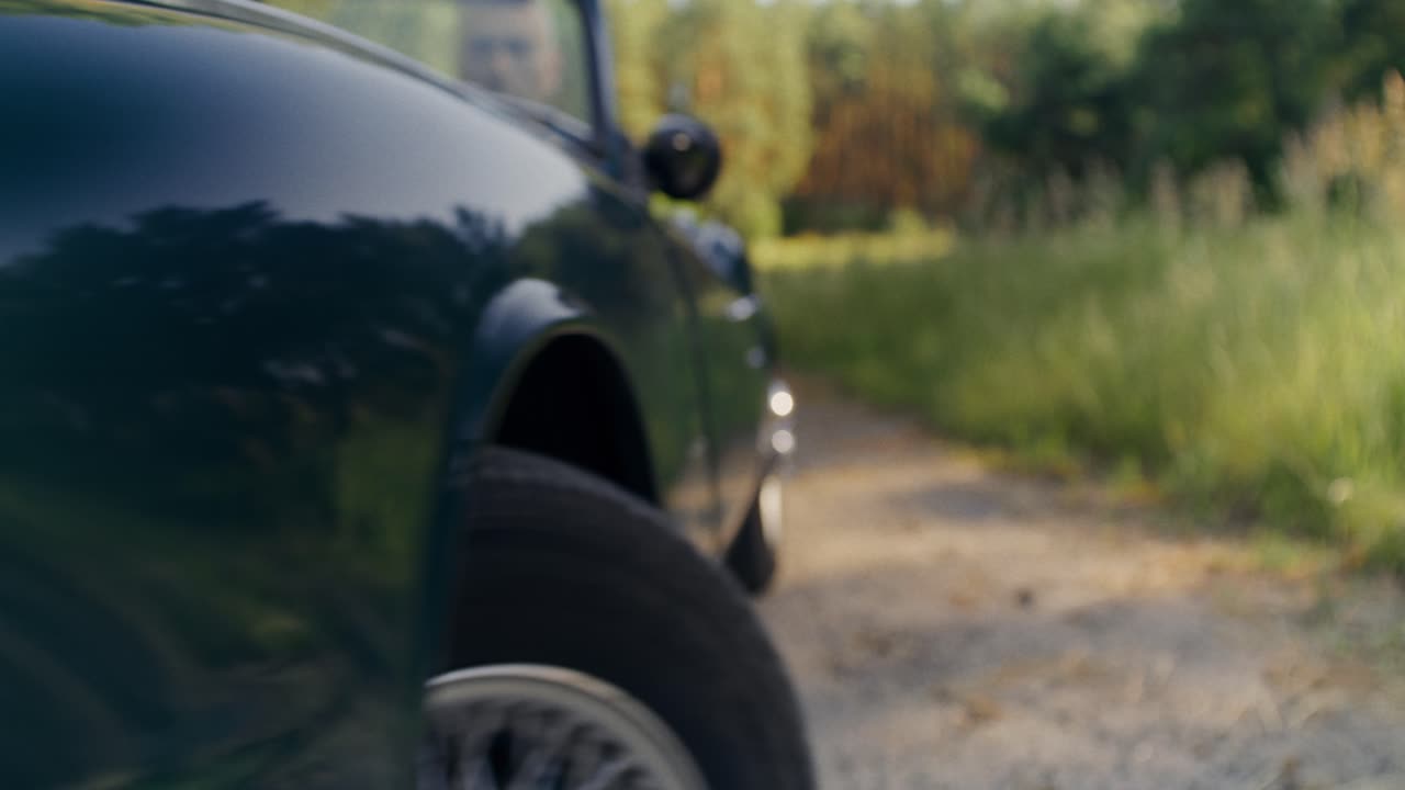 Close-up of a classic car headlight
