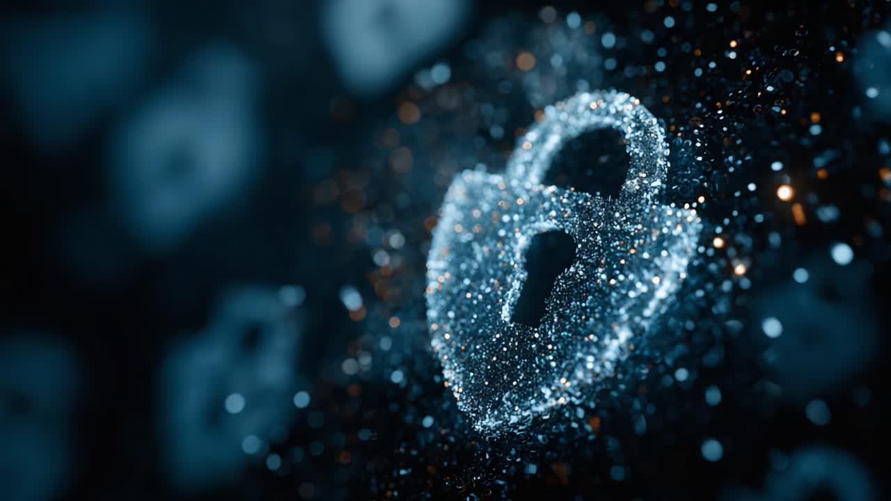 A Captivating Close-up of an Artistic Lock Symbol, Surrounded by a Sparkling Background, Representing Digital Security and Protection in a Modern World