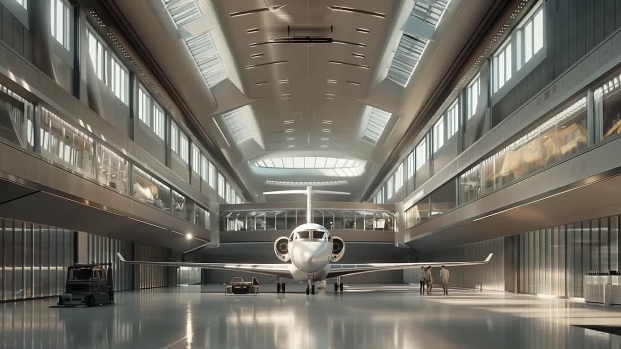 Private Jet in Modern Hangar