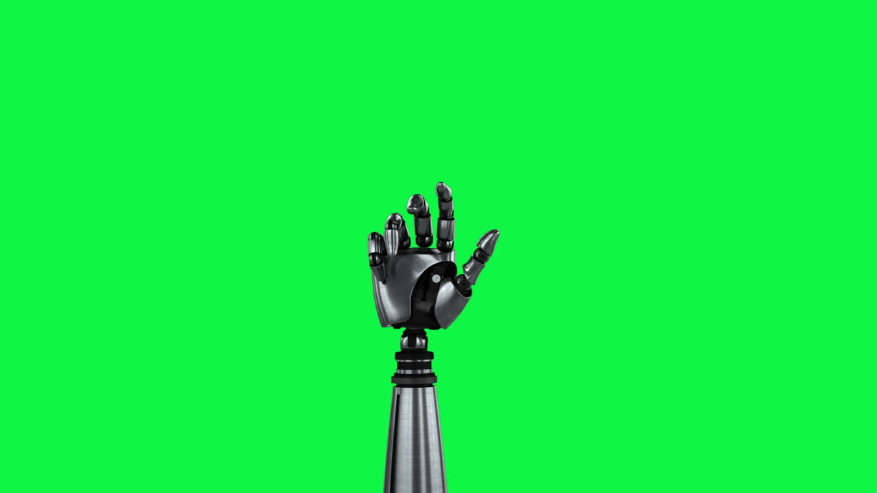 brazo del robot moviéndose sobre un fondo verde