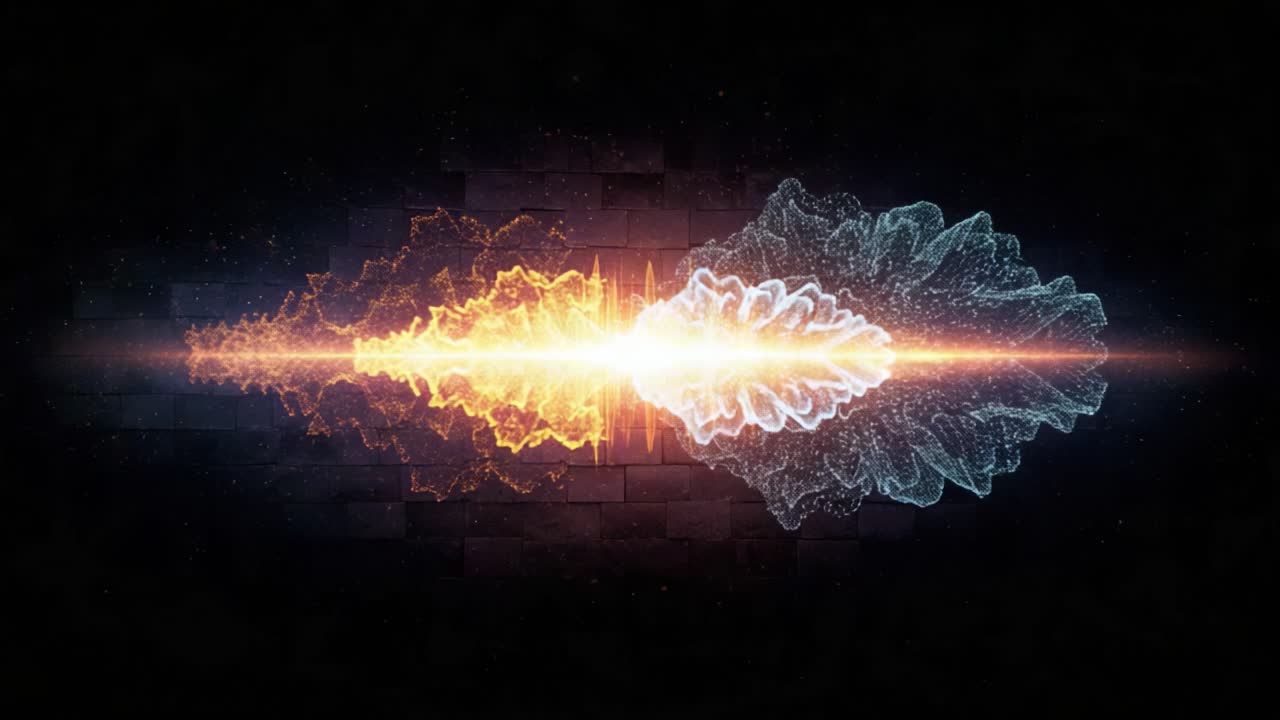 Dynamic Transformation of Energy Waves: A Stunning Visualization of Sound and Light Interplay Across Two Frames Capturing a Vibrant Aesthetic Journey