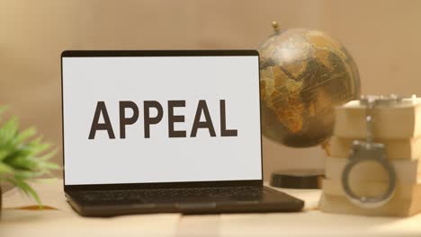 appeal displayed in legal laptop screen