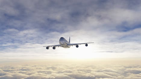 big airplane over the clouds. passenger aircraft