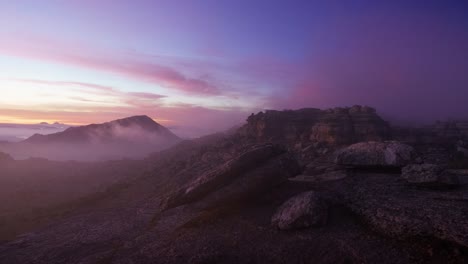 landscape at sunrise over some rocky mountains