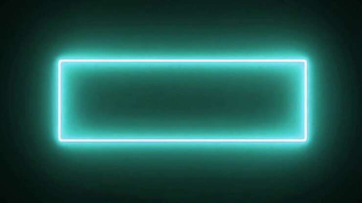 Glowing Cyan Neon Rectangular Frame on Dark Background