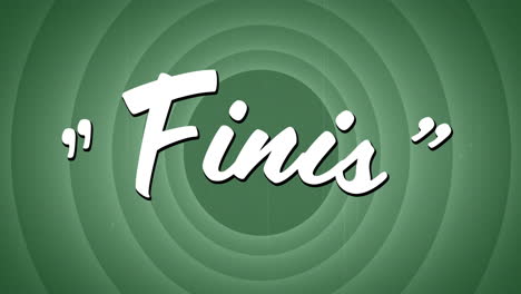 animation of finis text over vintage green circles